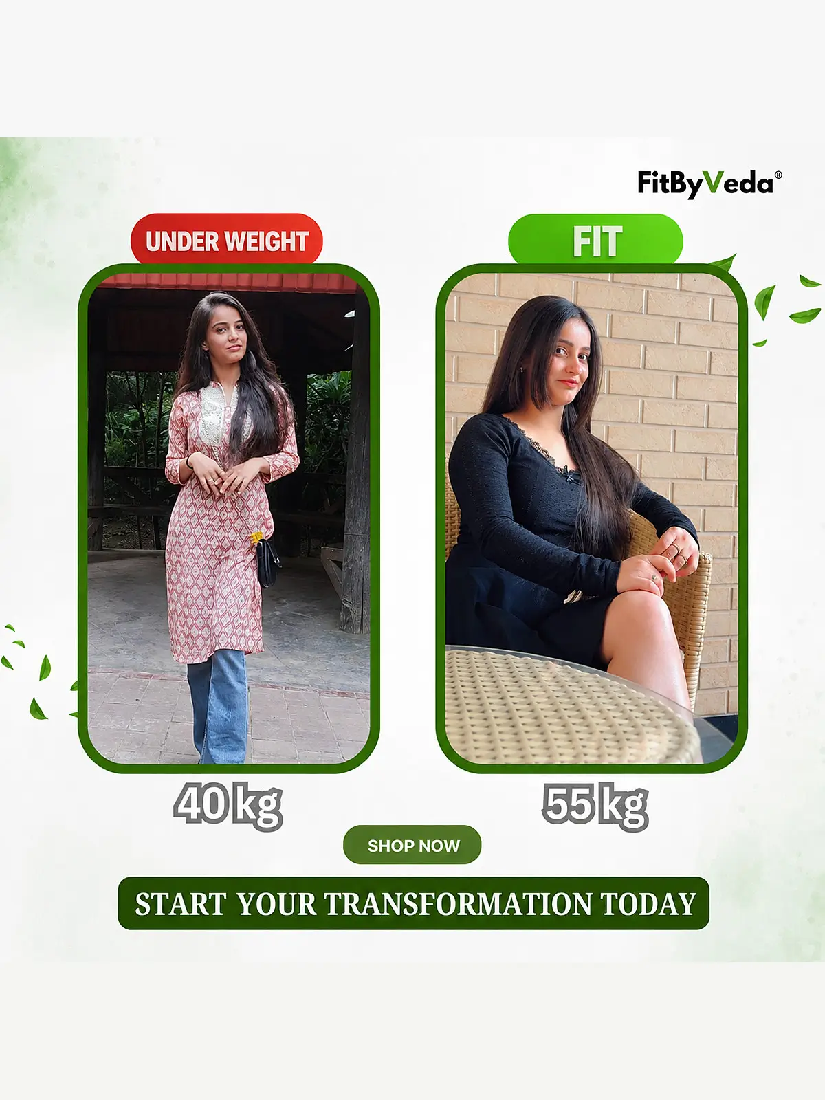 Real FitByVeda customer transformation — before and after