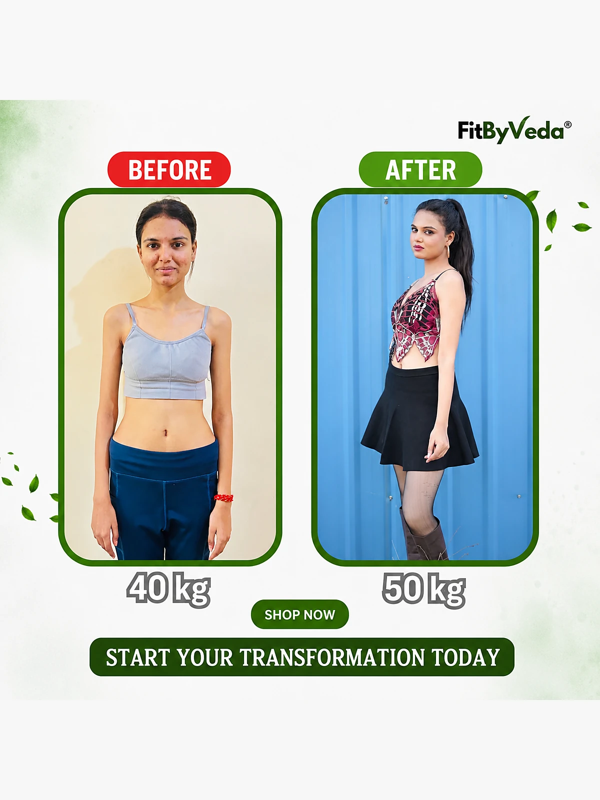 Real FitByVeda customer transformation — before and after