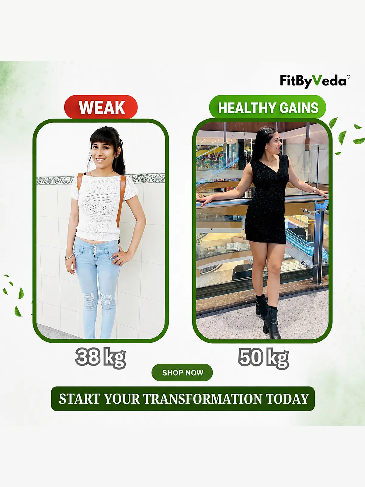 Real FitByVeda customer transformation — before and after