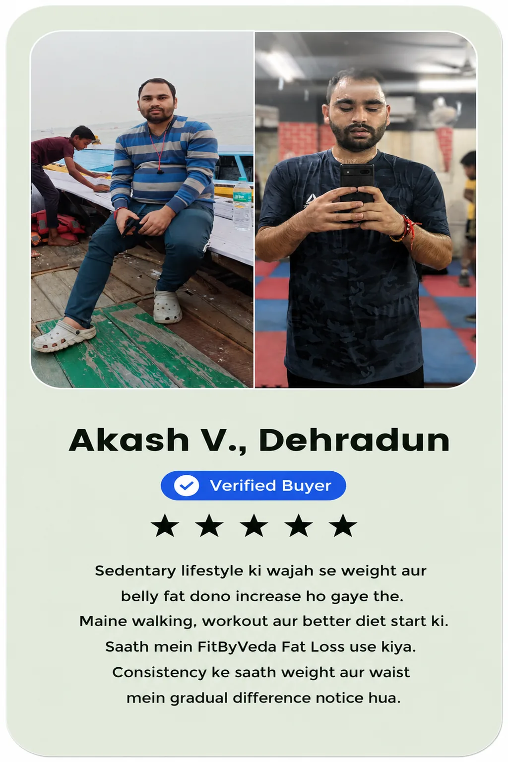 Real FitByVeda customer transformation — before and after