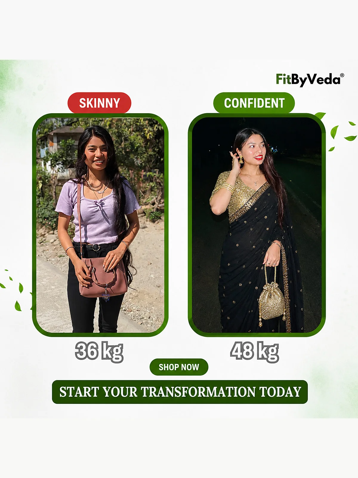 Real FitByVeda customer transformation — before and after